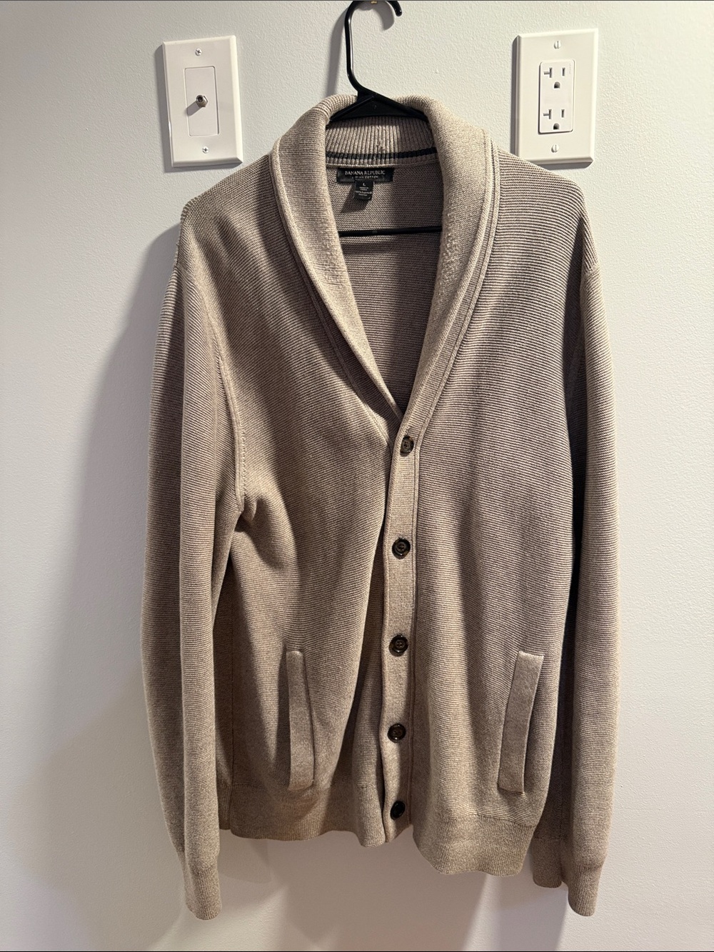 Banana Republic Men's Shawl Collar Cardigan in Taupe